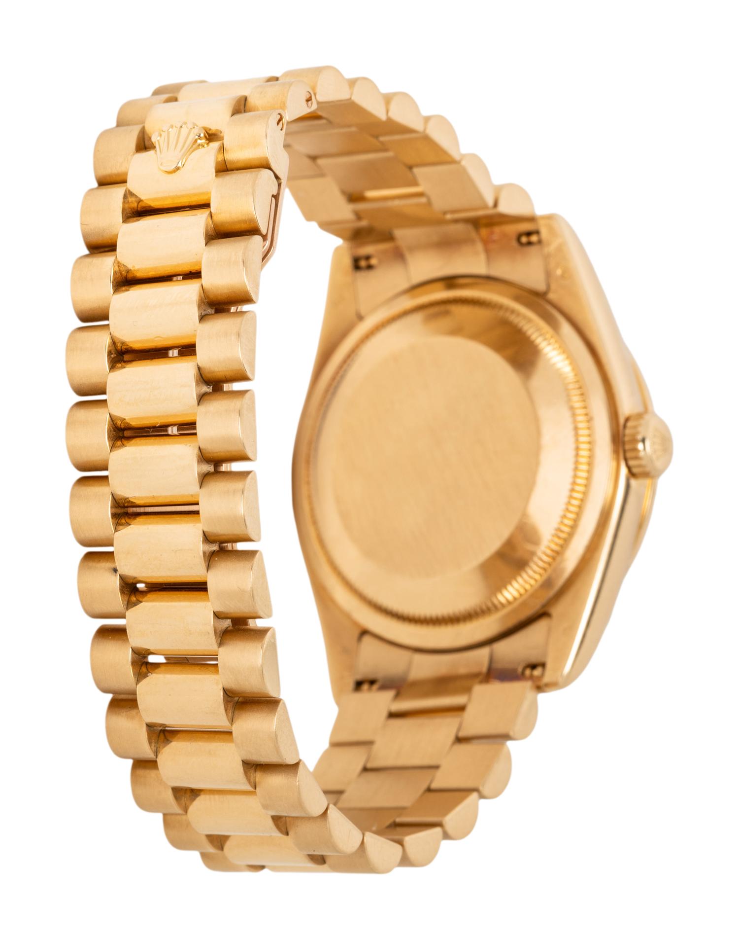ROLEX, REF. 118348 18K YELLOW GOLD 'OYSTER PERPETUAL DAY-DATE' DIAMOND DIAL & BEZEL WATCH