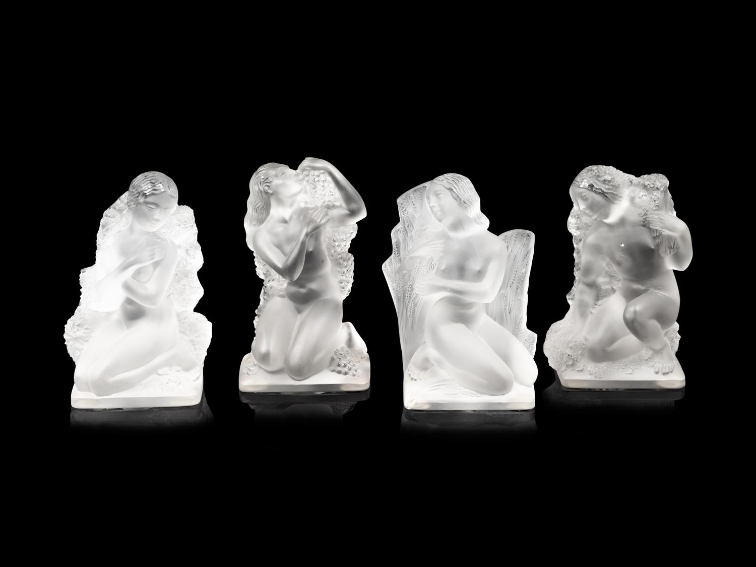A Set of Four Lalique Surtout Quatres Saisons Figures