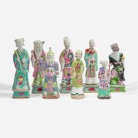 An assembled group of eight Chinese enameled porcelain immortals 瓷塑八仙一组 18th/19th century ???????