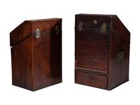 Two Georgian Mahogany Knife Boxes with Shell Inlay