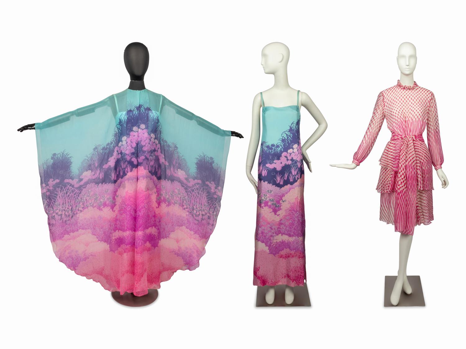 Hanae Mori, Two Dresses and One Cape, 1970s