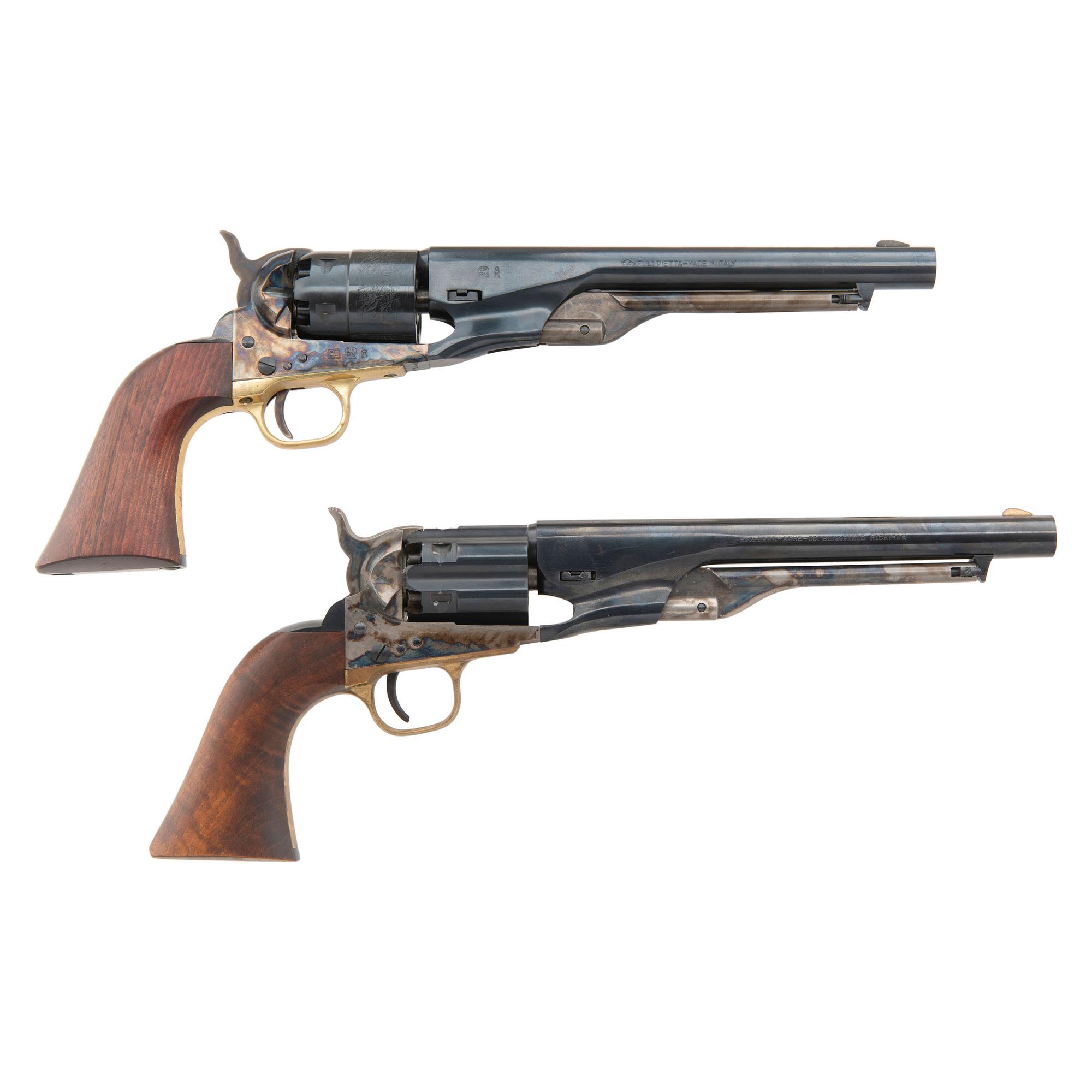 Double Cased Set of Italian Replica Colt M1860 Army Percussion Revolvers with Accessories