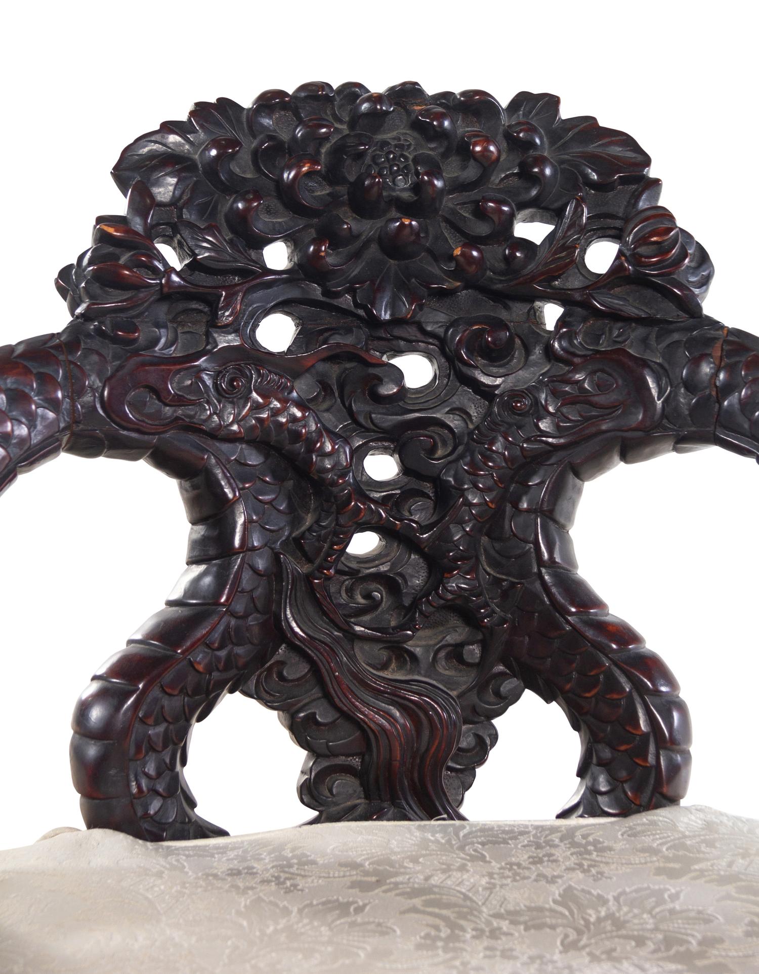 A Japanese Hardwood ‘Dragon’ Armchair