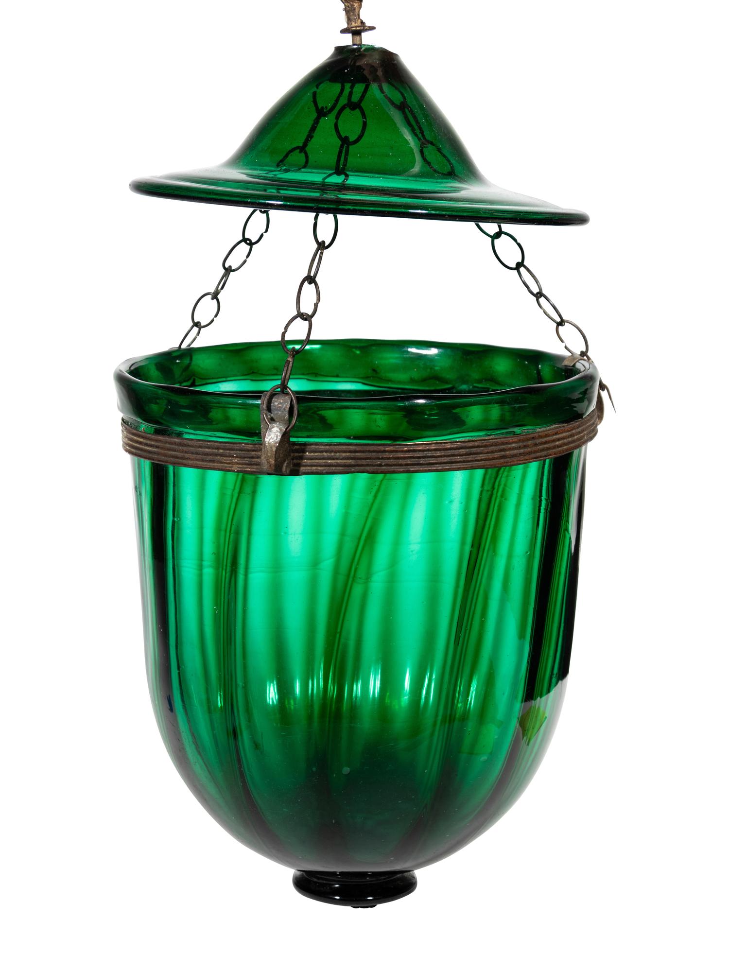 A Blown Glass Hall Lantern and Cover