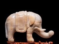 A Pair of Chinese Carved Hardstone Figures of Elephants