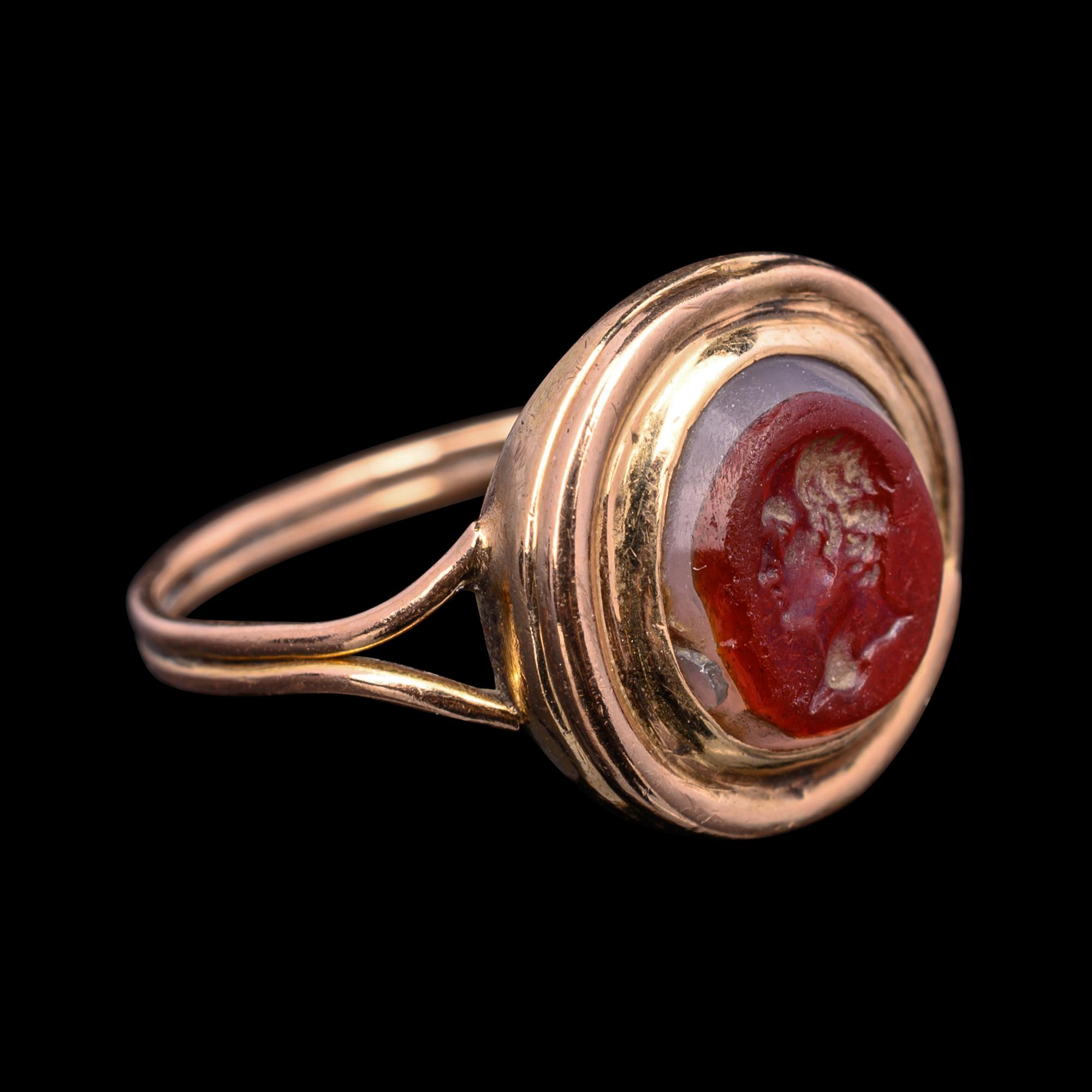 A Roman Agate Ringstone with a Portrait Head of a Man