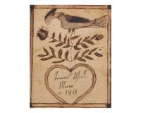 A Group of Three Fraktur Drawings or Rewards of Merit, Pennsylvania, 19th Century