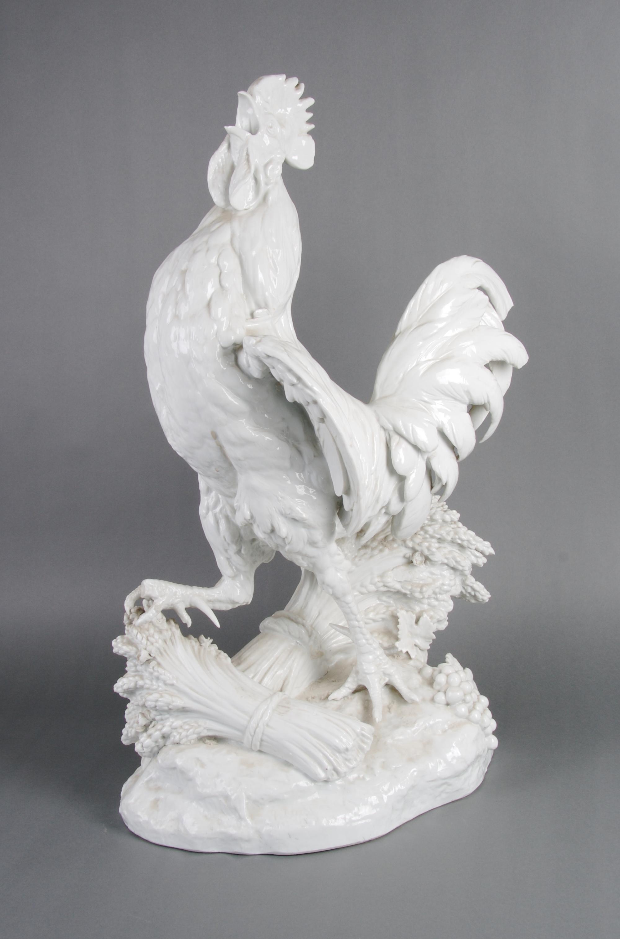 A Capodimonte Blanc de Chine Model of a Rooster, Height 28 inches.