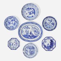 Seven assorted Chinese export blue and white porcelain dishes 青花外銷瓷盤一組七件 Kangxi to Jiaqing period ? ?????