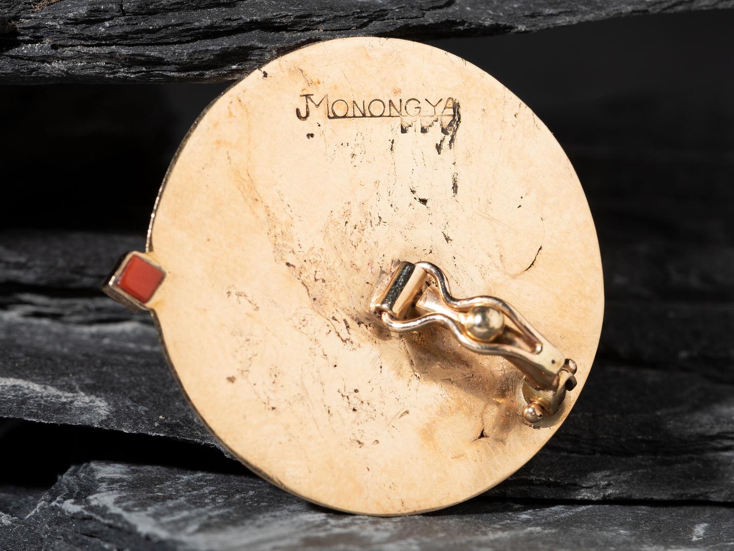 14K Gold Inlaid Celestial Pendant
