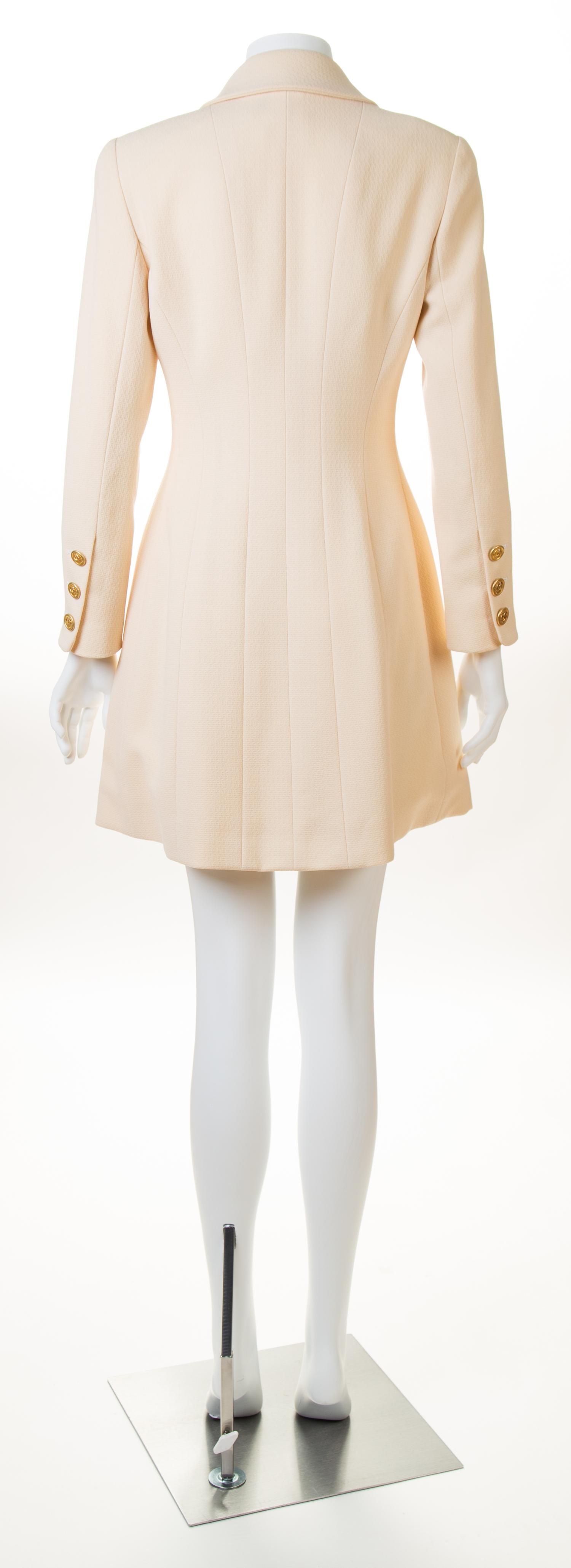 A Chanel Cream Wool Coat, Size 36.