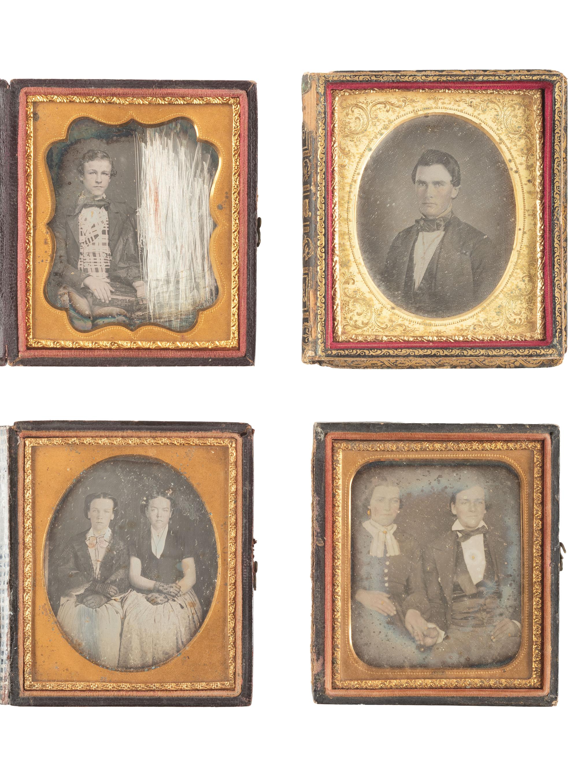 [EARLY PHOTOGRAPHY]. 20 sixth plate daguerreotypes of assorted subjects, incl. trios and an example by EASTMAN.