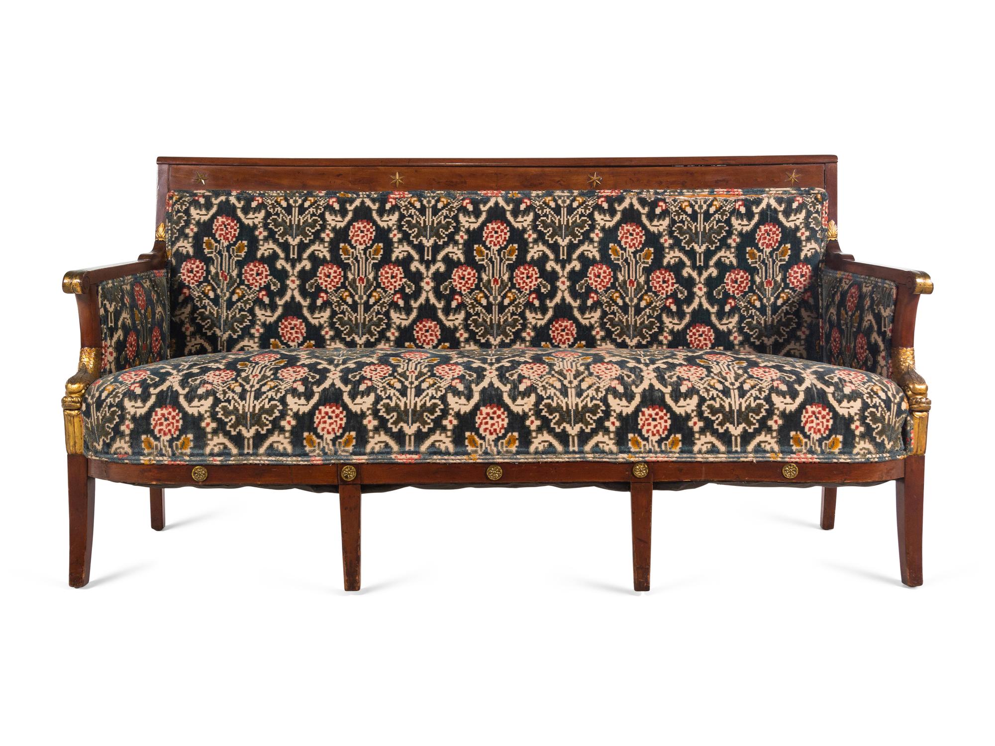 An Empire Style Gilt Bronze Mounted Mahogany Sofa