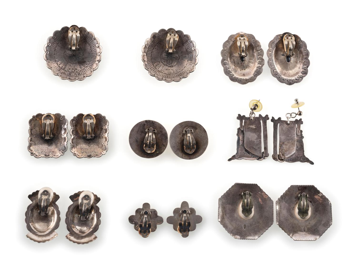 Navajo and Southwestern-style Silver Post and Clip Earrings
