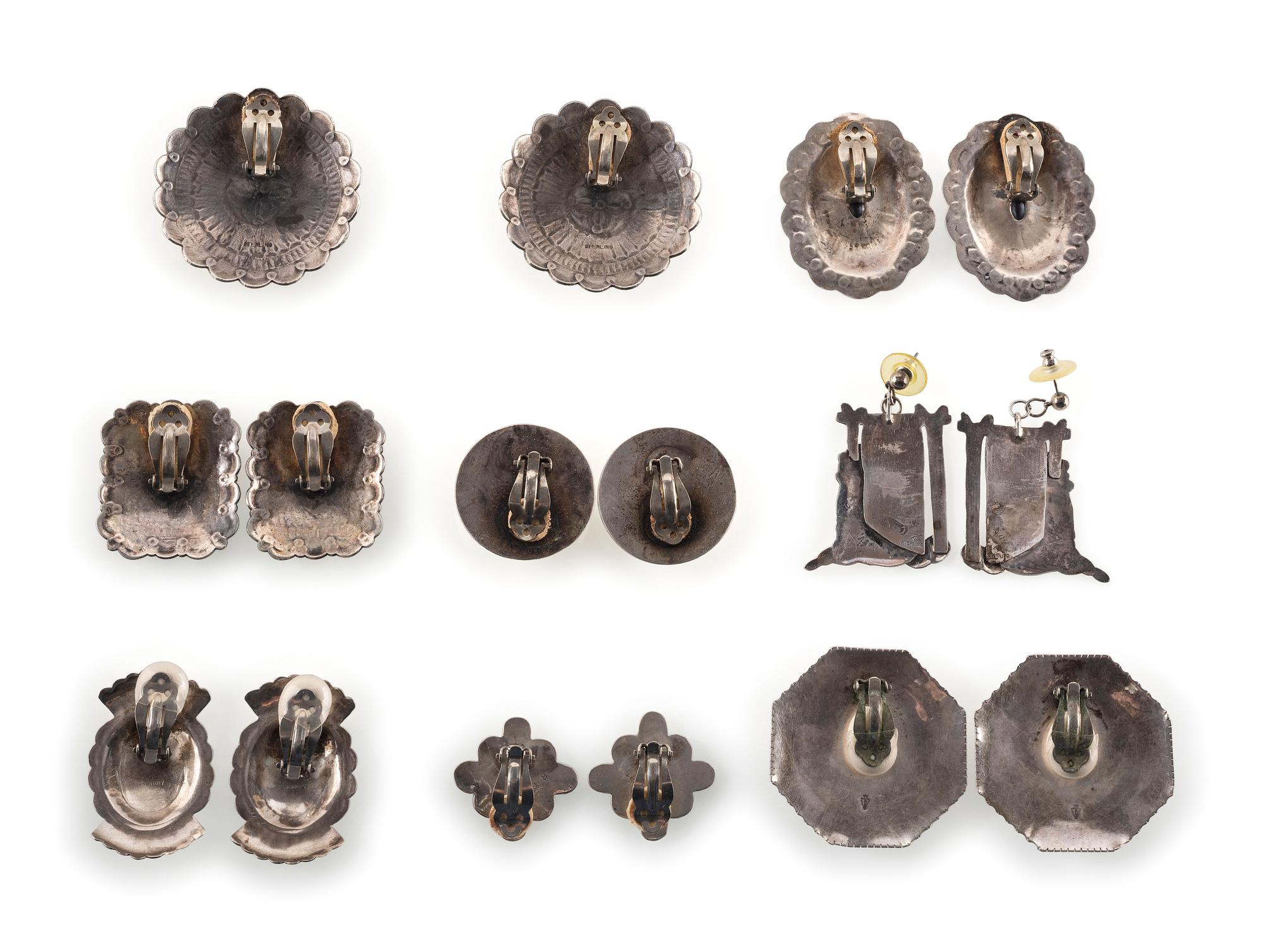 Navajo and Southwestern-style Silver Post and Clip Earrings
