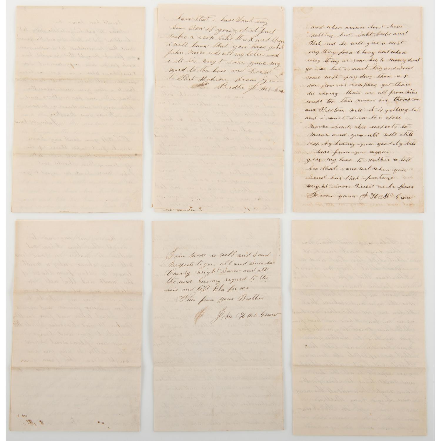 Civil War Archive of John McGraw, 6th Michigan Infantry, Incl. Correspondence from New Orleans and Vicksburg