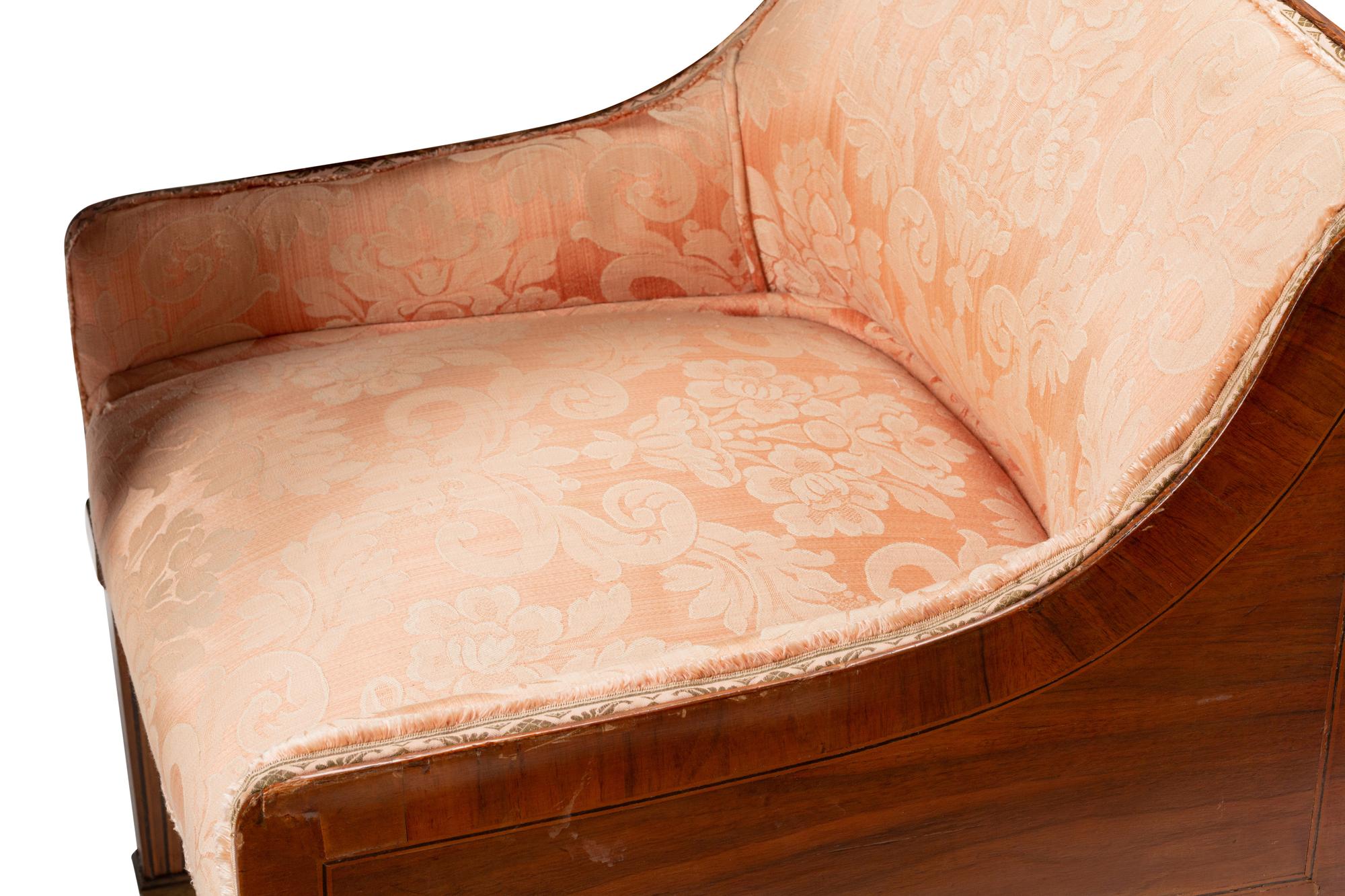 An Italian Walnut and Marquetry Mechanical Dressing Table with an Integrated Chair
