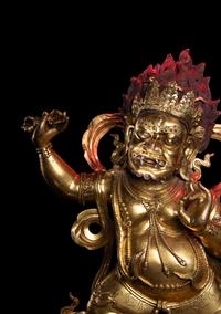 A Sino-Tibetan Gilt Bronze Figure of Mahakala