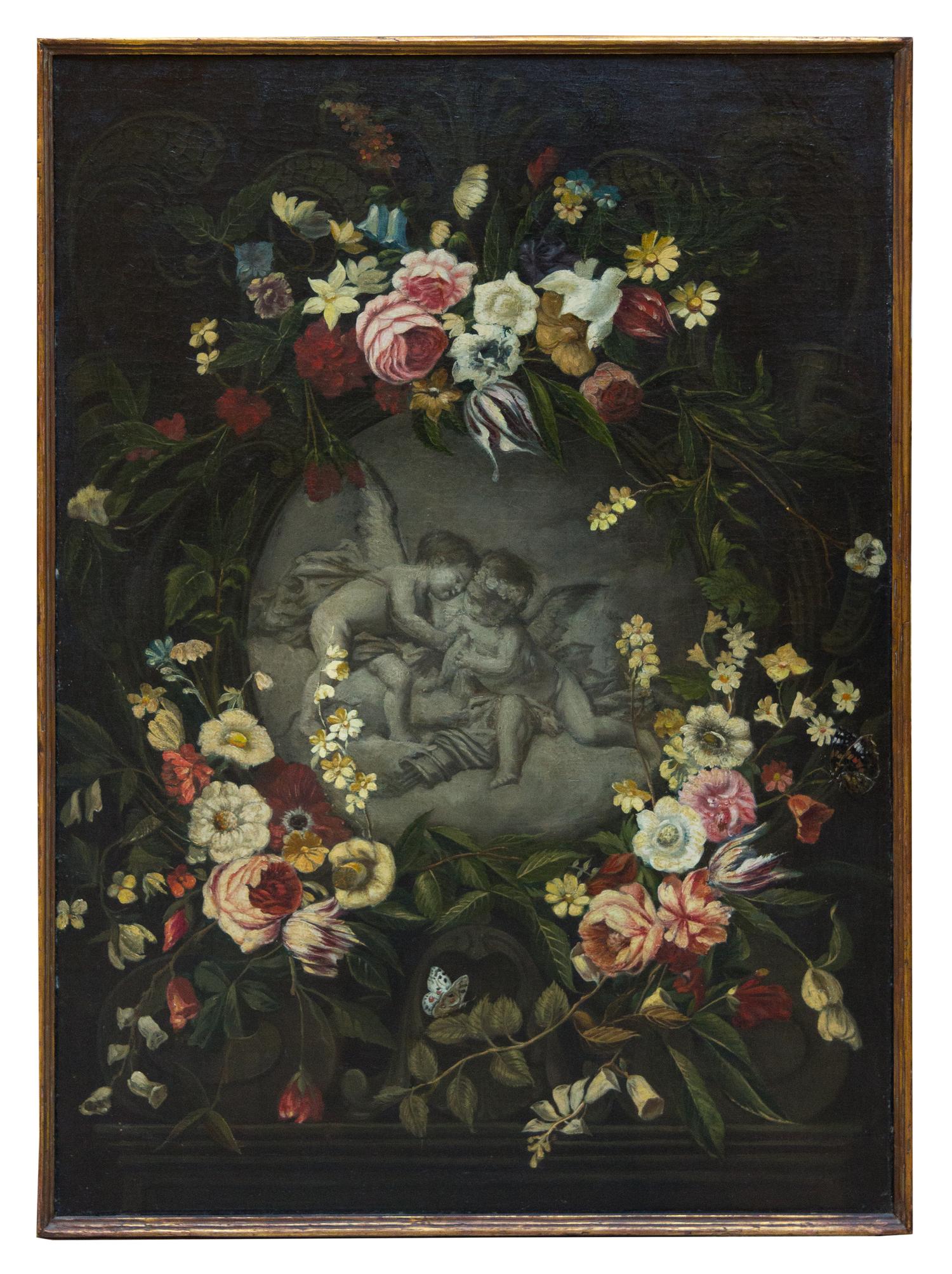 A Continental Painted Panel Height 44 1/2 x width 31 1/2 inches. — 18TH/19TH CENTURY