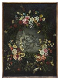 A Continental Painted Panel Height 44 1/2 x width 31 1/2 inches. — 18TH/19TH CENTURY