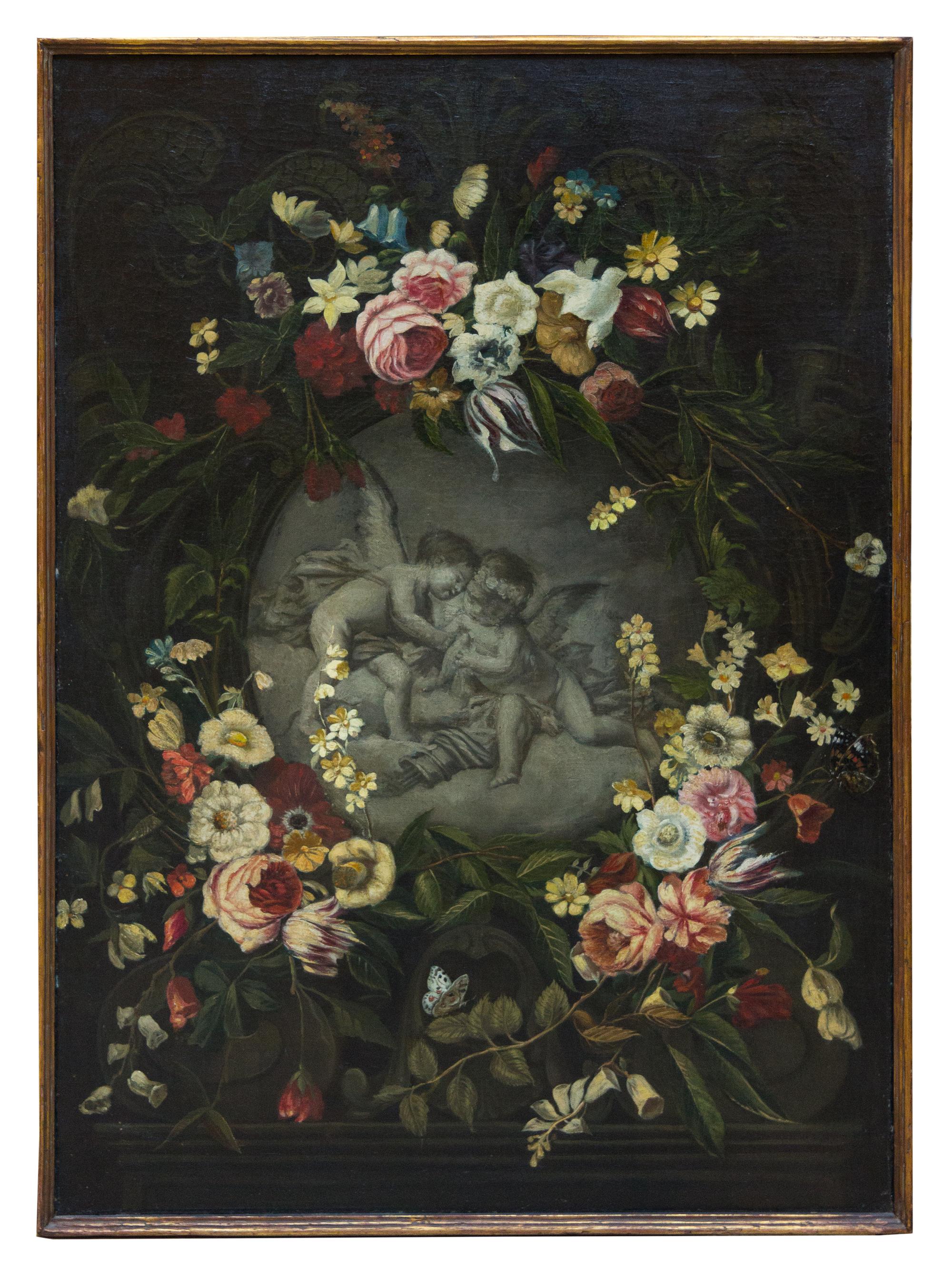 A Continental Painted Panel Height 44 1/2 x width 31 1/2 inches. — 18TH/19TH CENTURY
