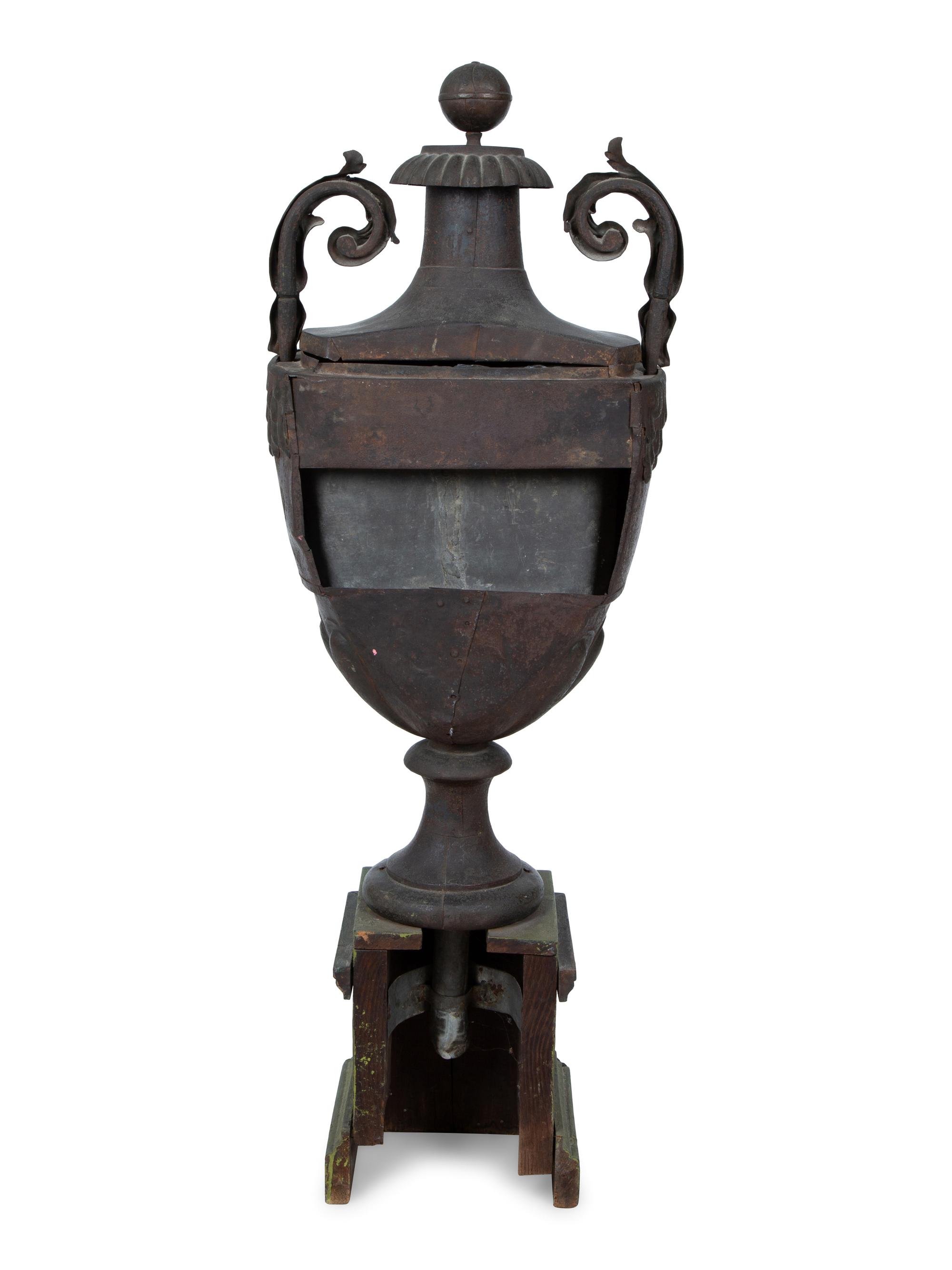 A French Tole and Faux Porphyry Water Urn or Fountain Finial