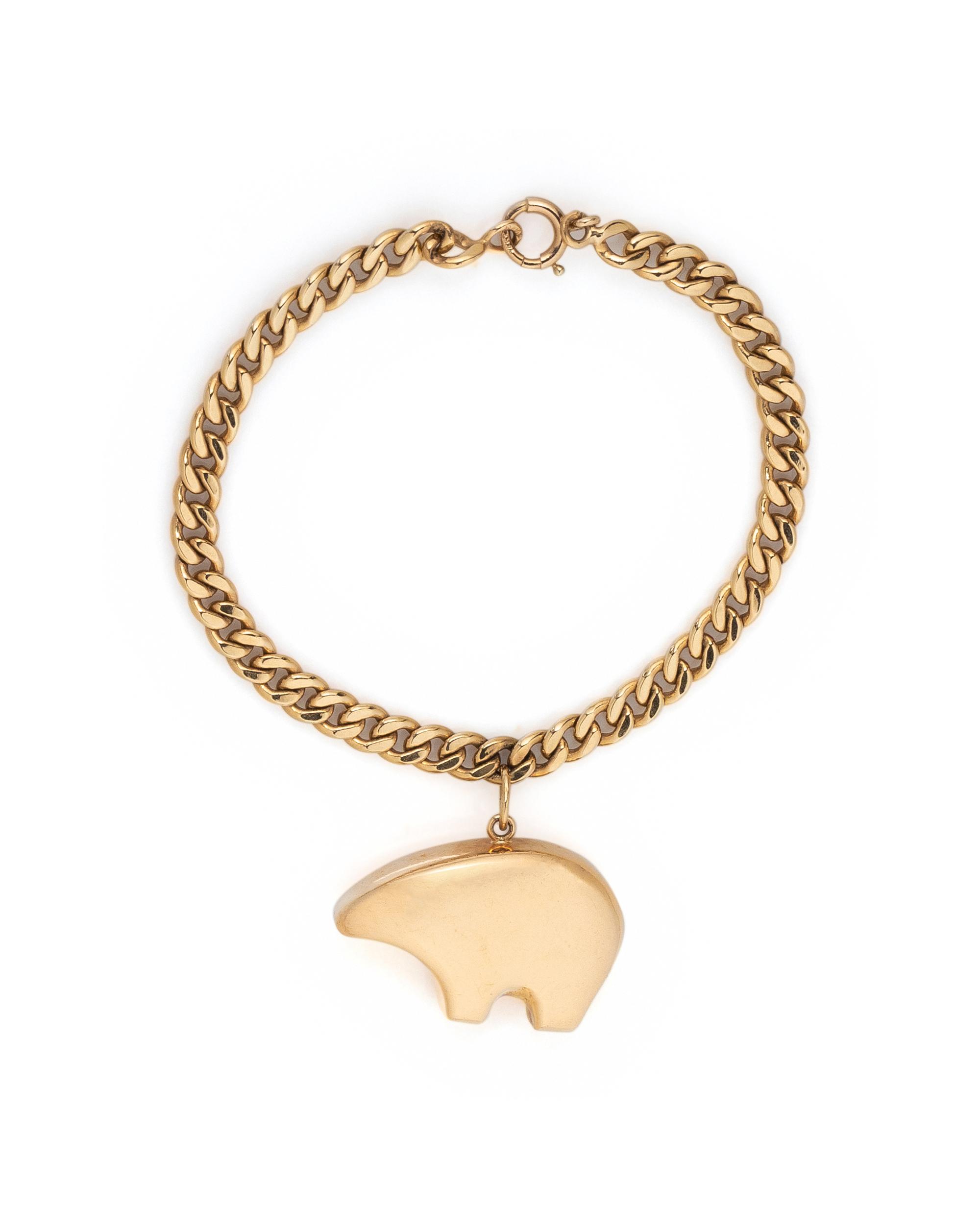 YELLOW GOLD BEAR CHARM BRACELET