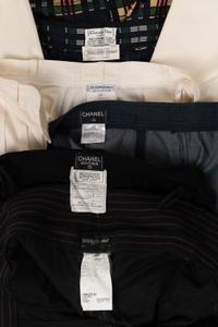 Five Pairs of Designer Pants: One Yves Saint Laurent, One Christian Dior, Two Chanel, and One Dolce & Gabbana, 1980-2000s