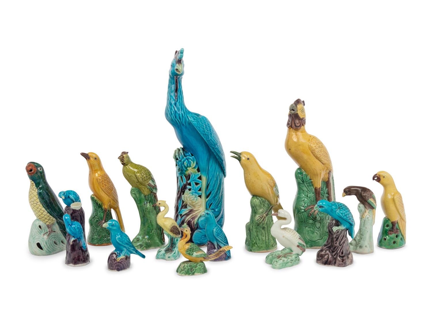15 Chinese Porcelain Figures of Birds