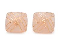 A Pair of Yellow Gold and Rose Quartz Earrings,