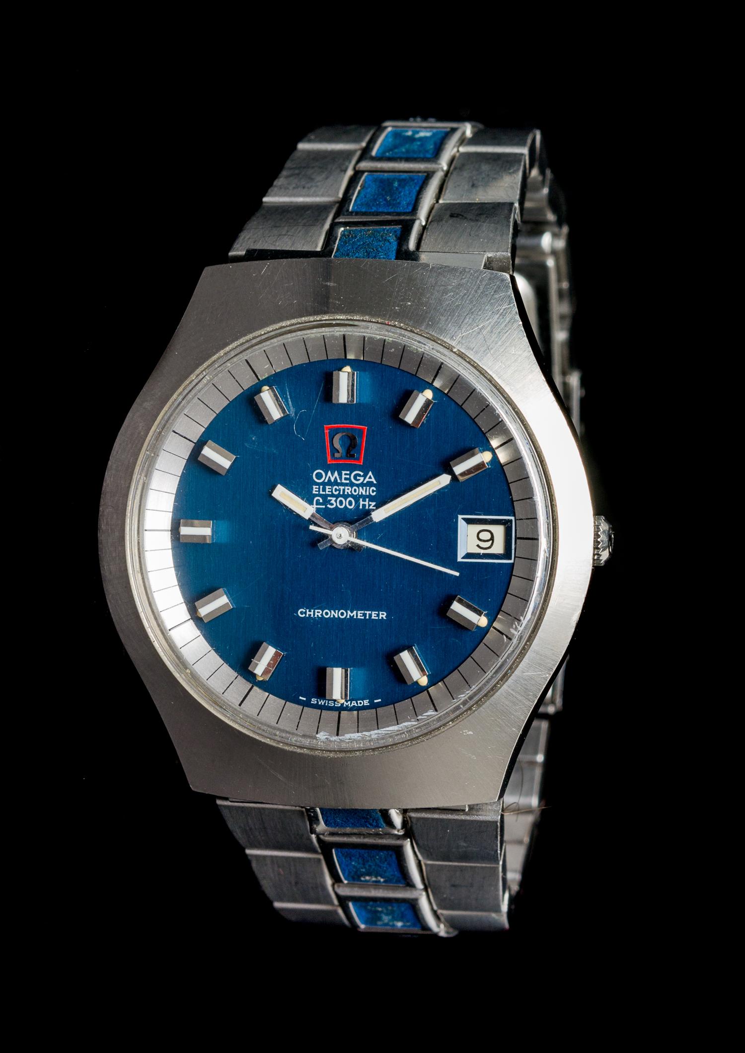 A Stainless Steel f300Hz Electronic Chronometer Wristwatch, Omega,