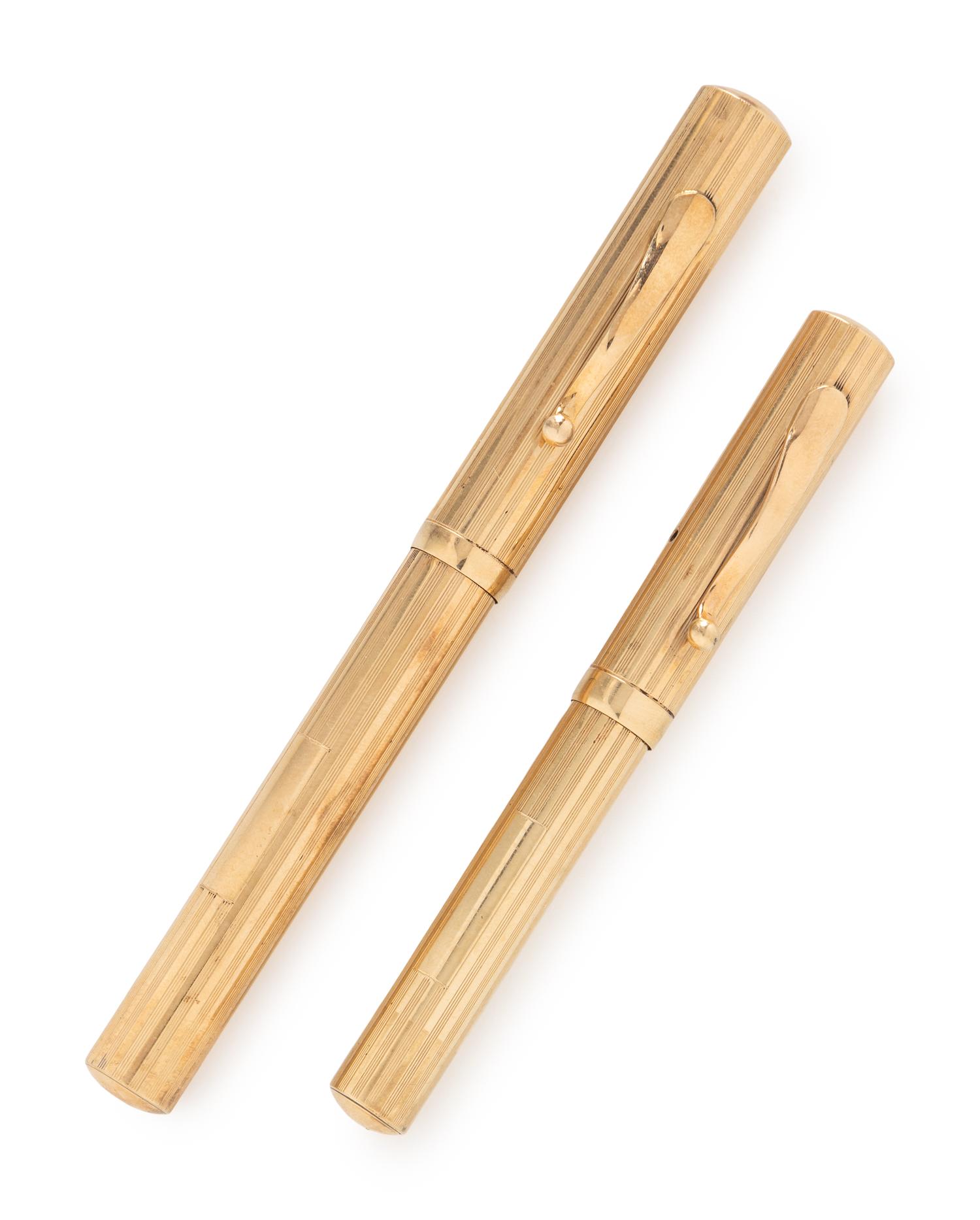 LOUIS TAMIS & SONS, LADY'S AND GENTLEMAN'S GOLD FOUNTAIN PEN SET