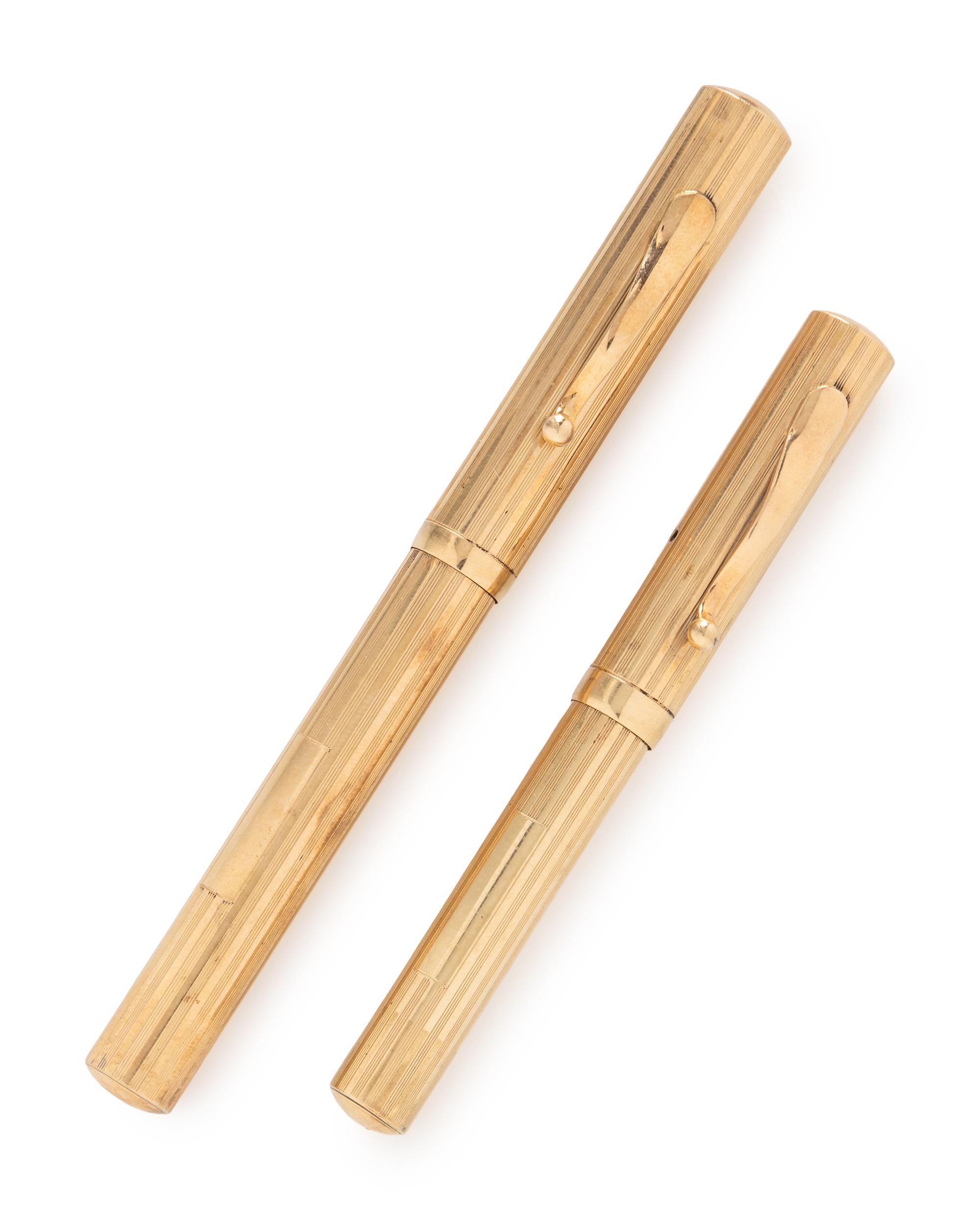 LOUIS TAMIS & SONS, LADY'S AND GENTLEMAN'S GOLD FOUNTAIN PEN SET