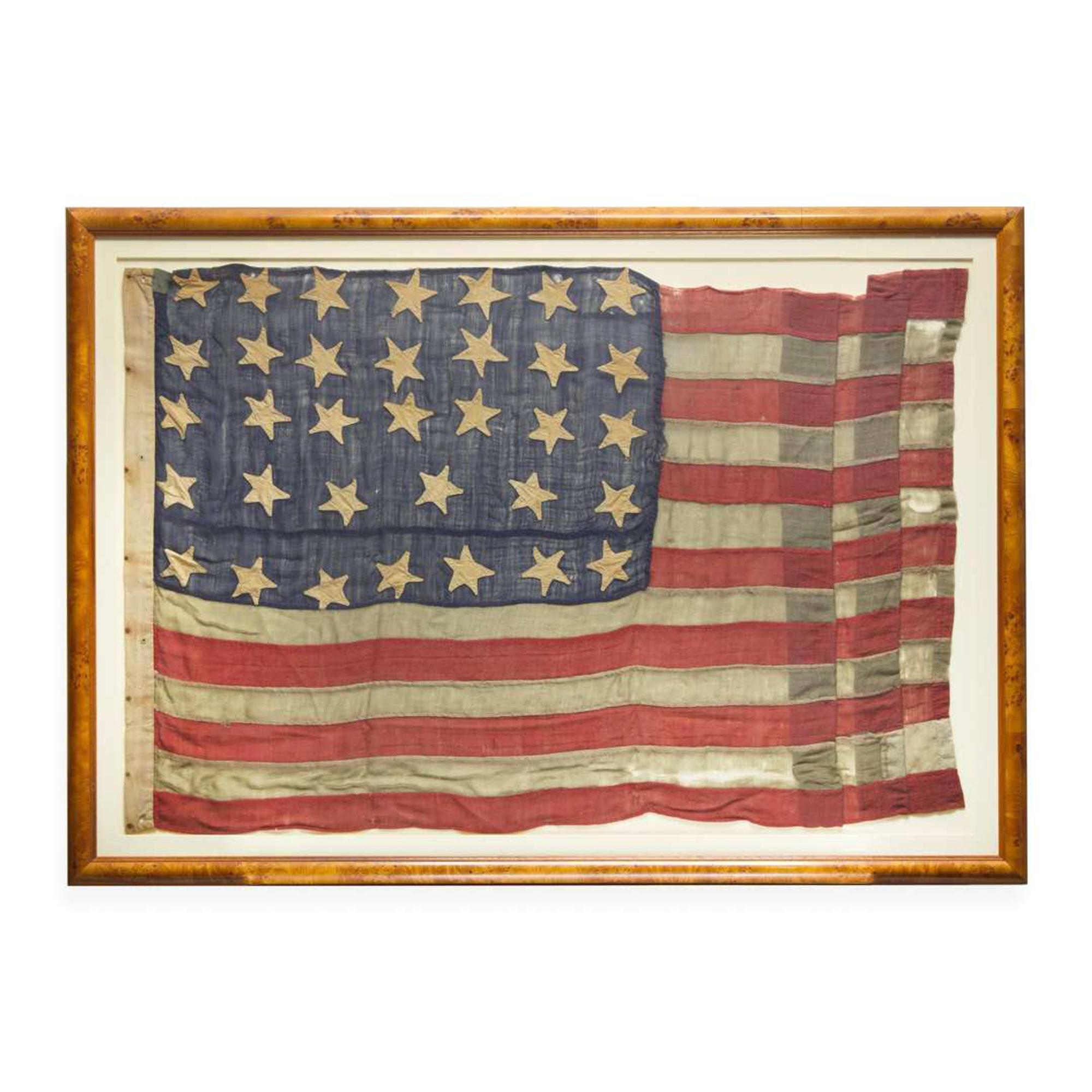 [FLAGS]. Civil War-era 34-star American flag commemorating Kansas statehood. Ca 1861.