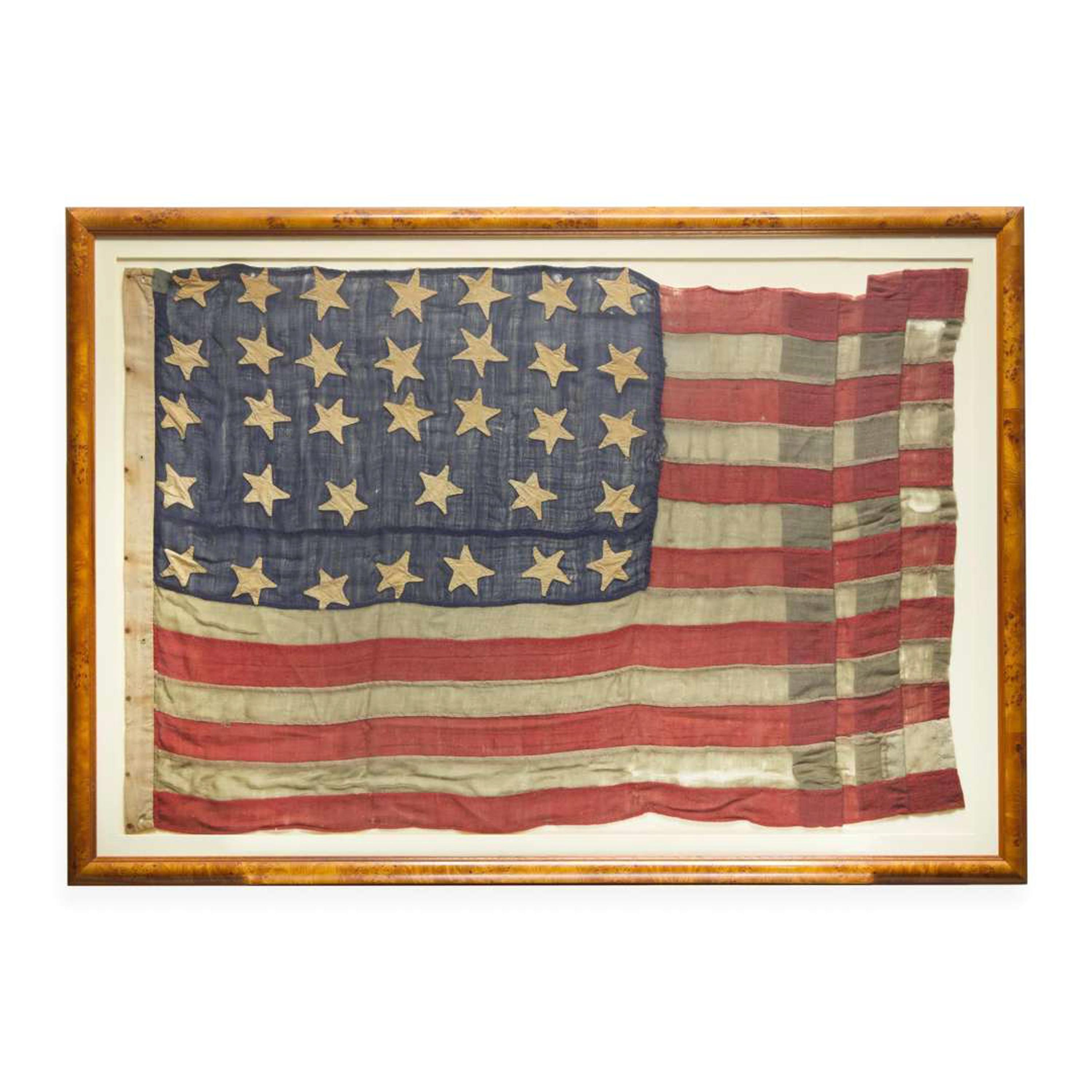 [FLAGS]. Civil War-era 34-star American flag commemorating Kansas statehood. Ca 1861.