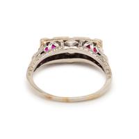 ANTIQUE, DIAMOND AND SYNTHETIC RUBY RING