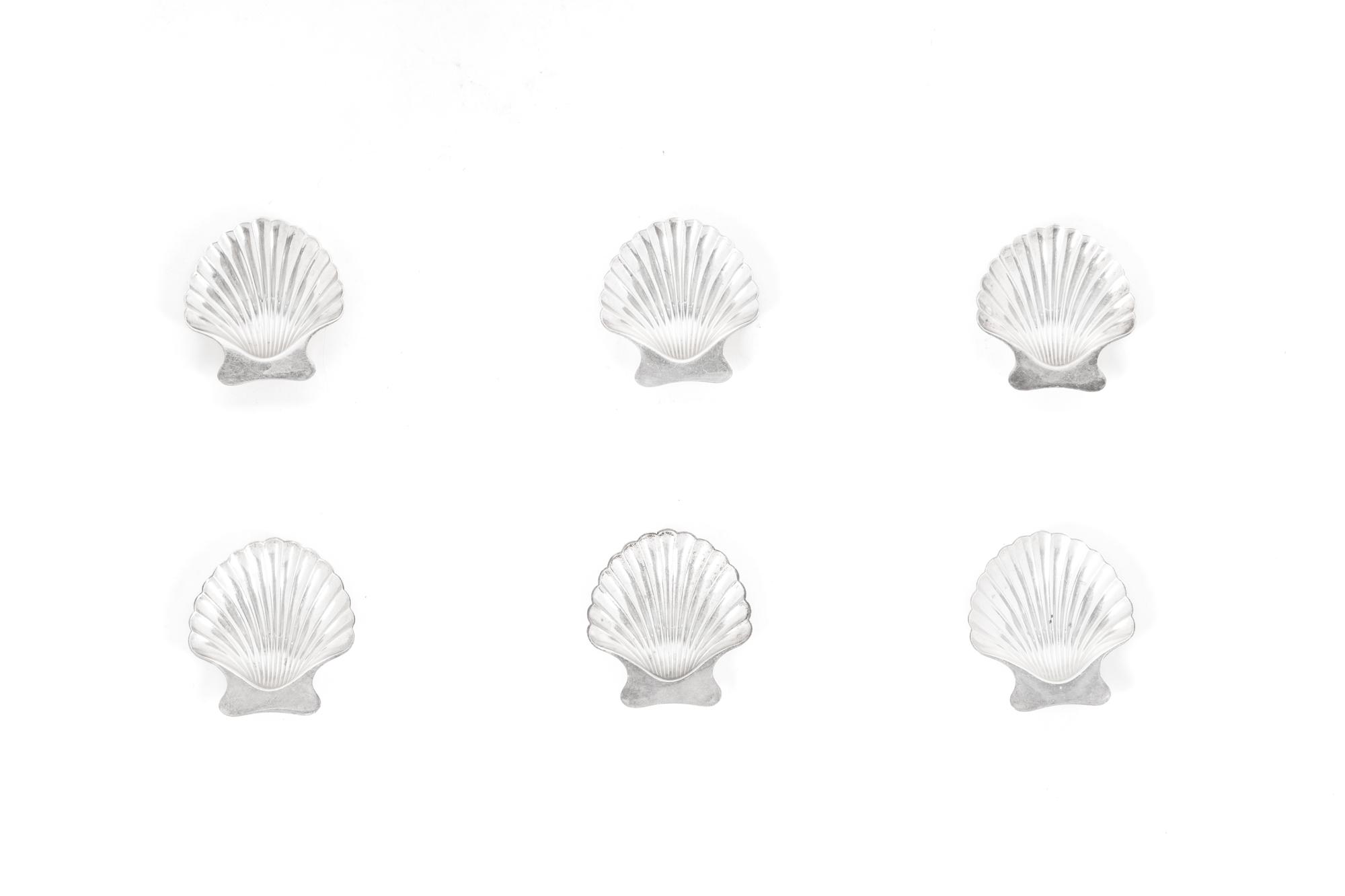 Six Silver Shell-Form Salt Cellars by Tiffany & Co.