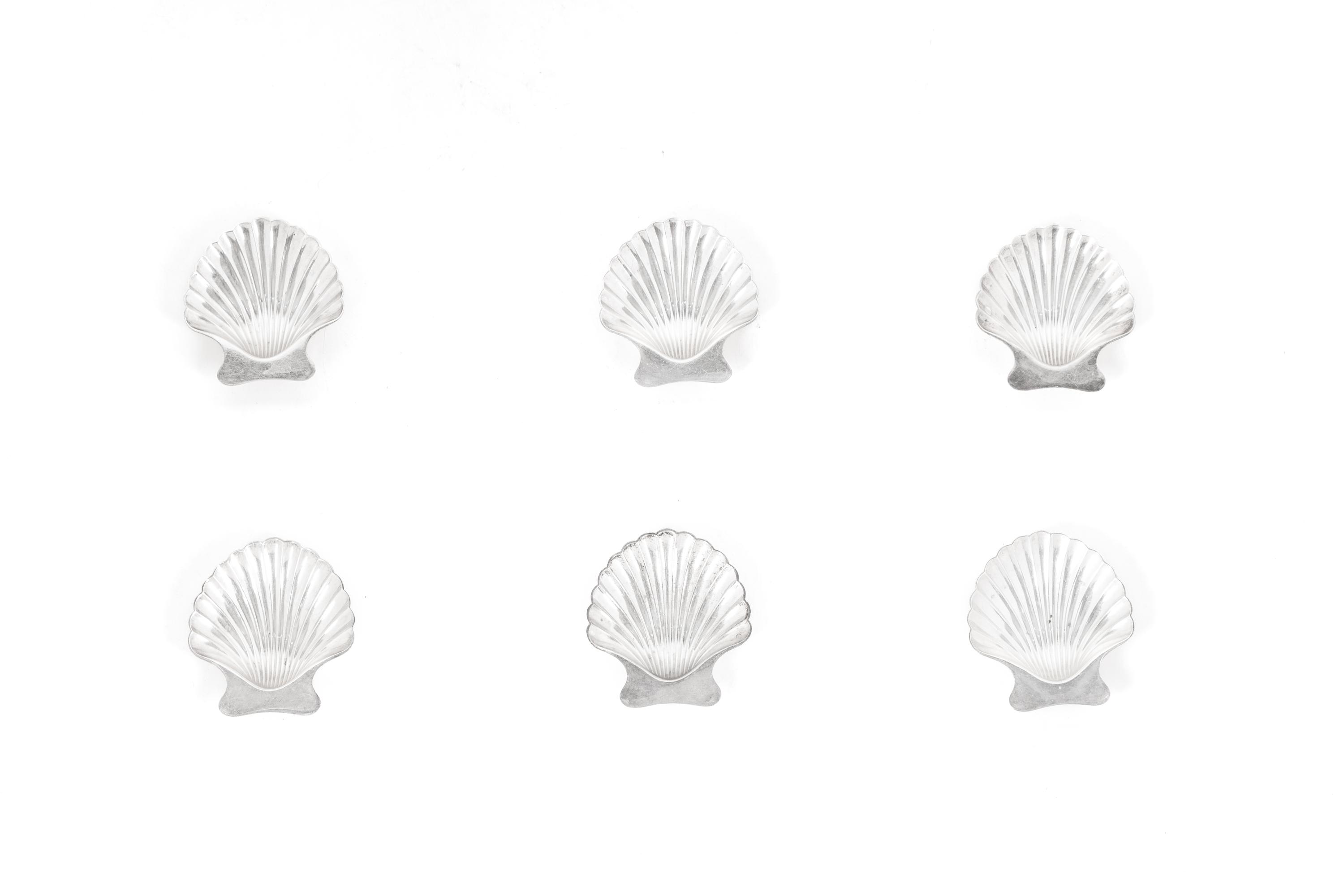 Six Silver Shell-Form Salt Cellars by Tiffany & Co.