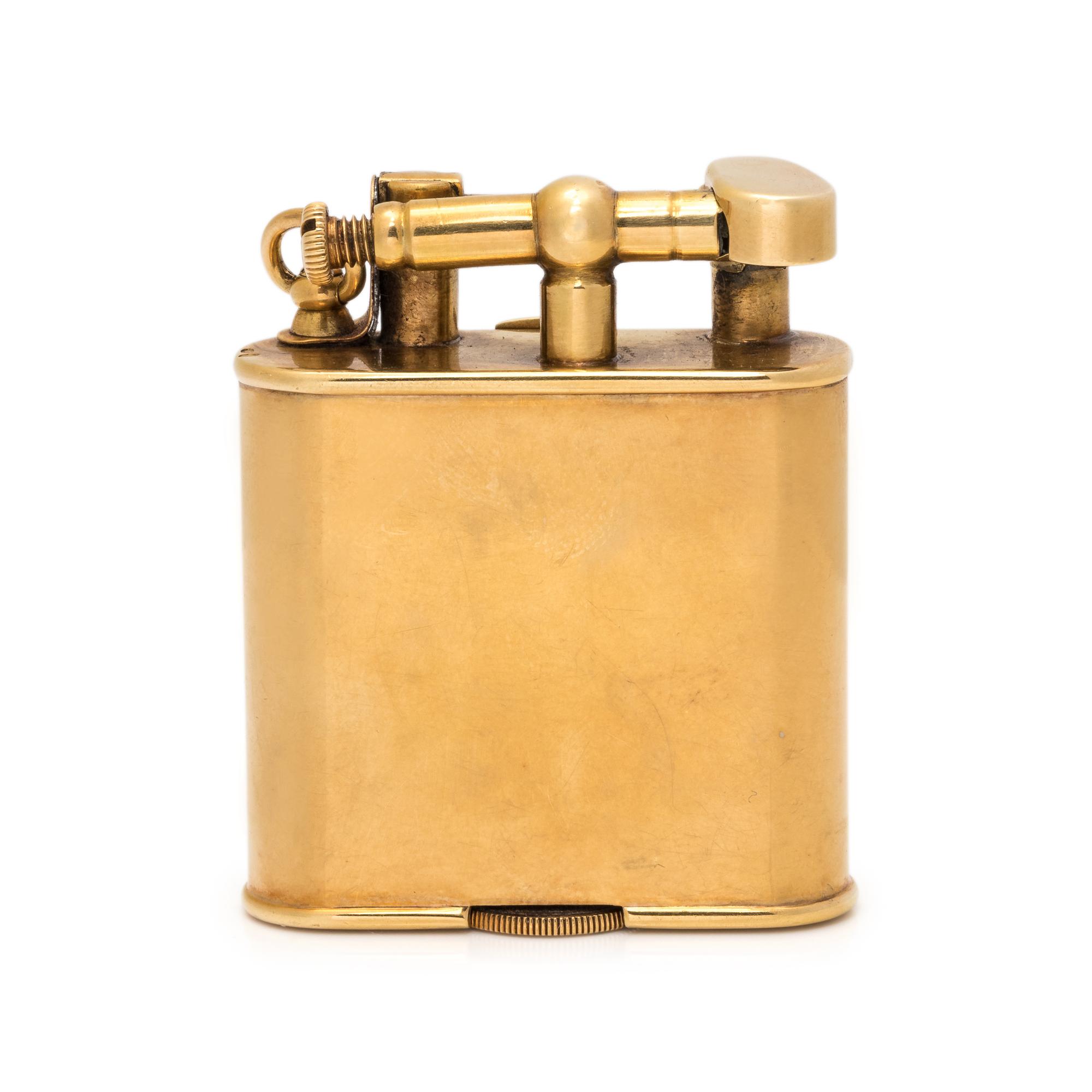 DUNHILL, 18K YELLOW GOLD LIGHTER/CLOCK