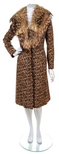 A Bill Blass Felt Animal Print Coat,