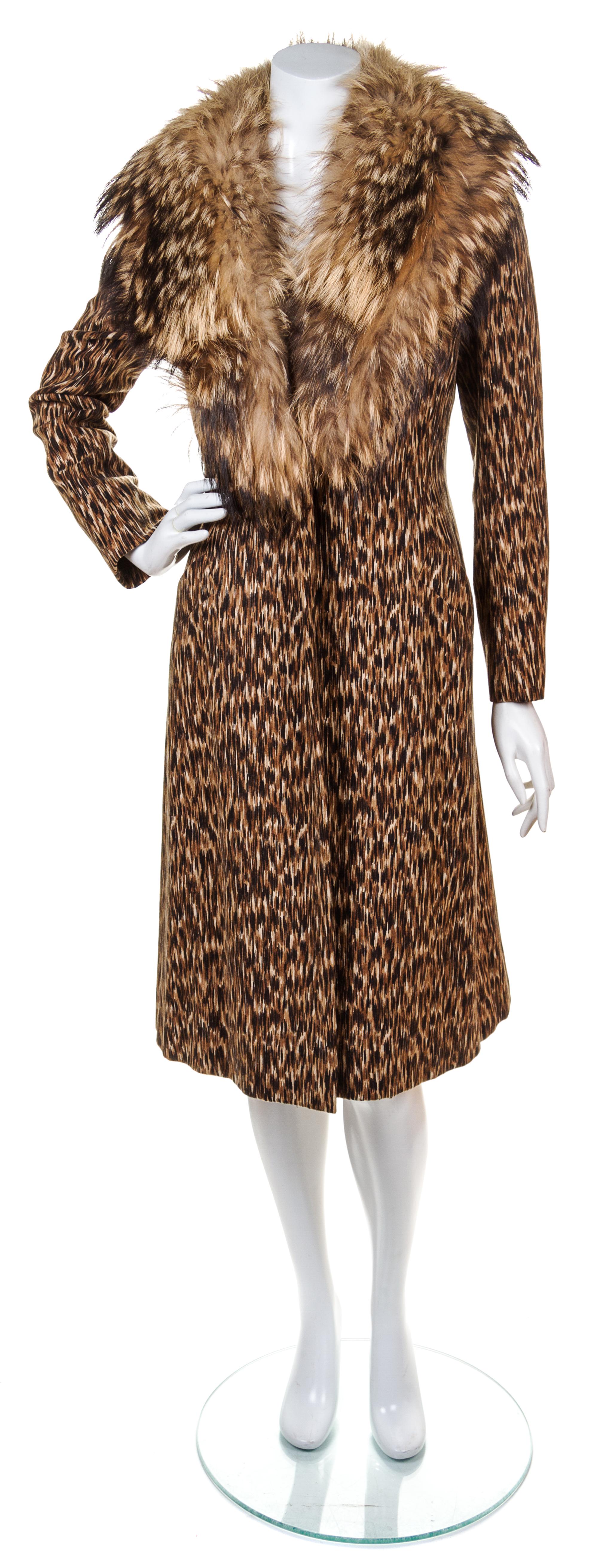 A Bill Blass Felt Animal Print Coat,