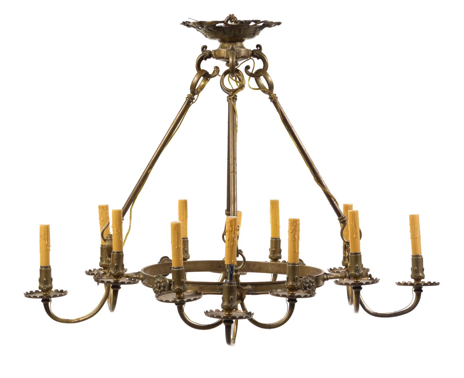 A Continental Brass Twelve-Light Chandelier — 19TH CENTURY