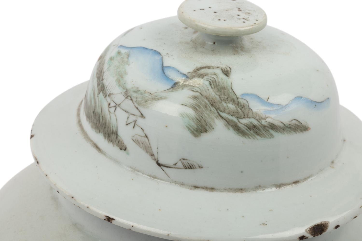 A Chinese Polychrome Decorated Porcelain Lidded Jar