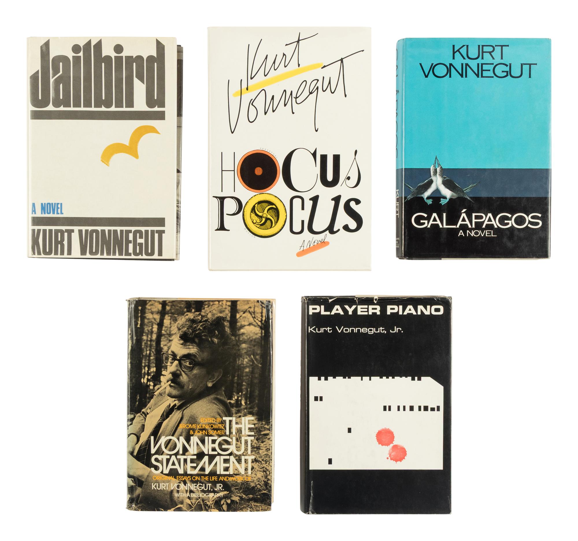 VONNEGUT, Kurt, Jr. (1922-2007). A group of 5 books, 2 inscribed, comprising: