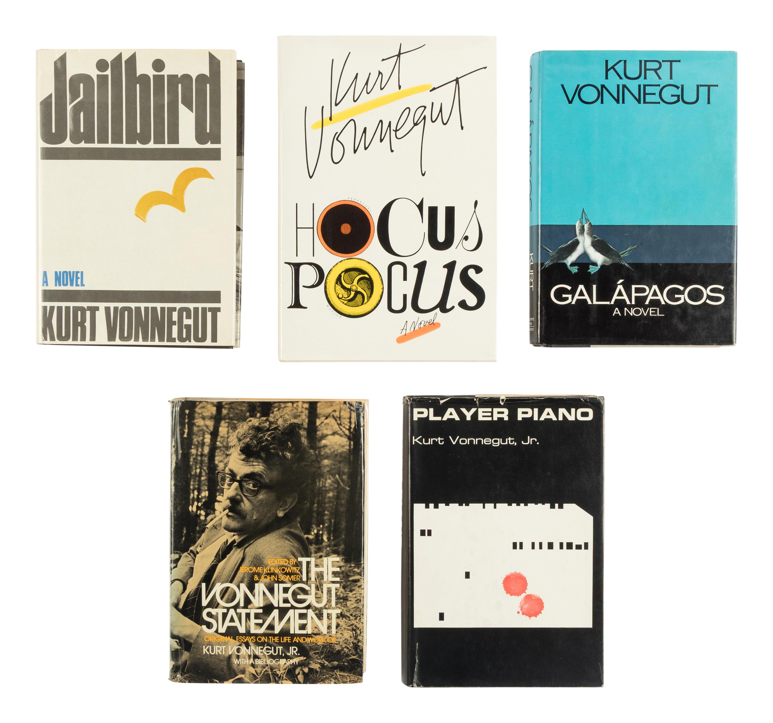 VONNEGUT, Kurt, Jr. (1922-2007). A group of 5 books, 2 inscribed, comprising: