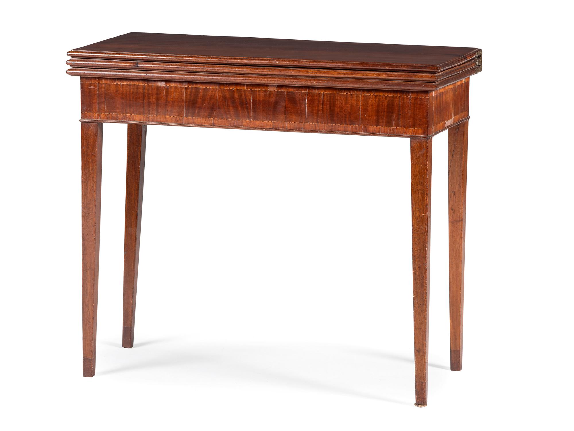 A Regency Figured Mahogany Game and Tea Table
