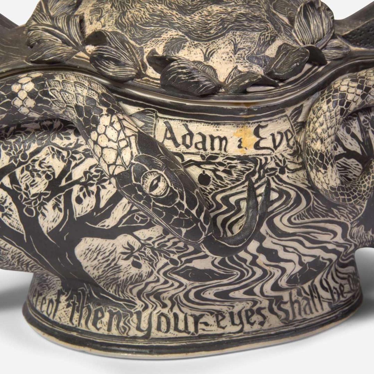 David Regan (American, b. 1964) "Adam & Eve" Sgraffito Decorated Tureen, USA, 1992