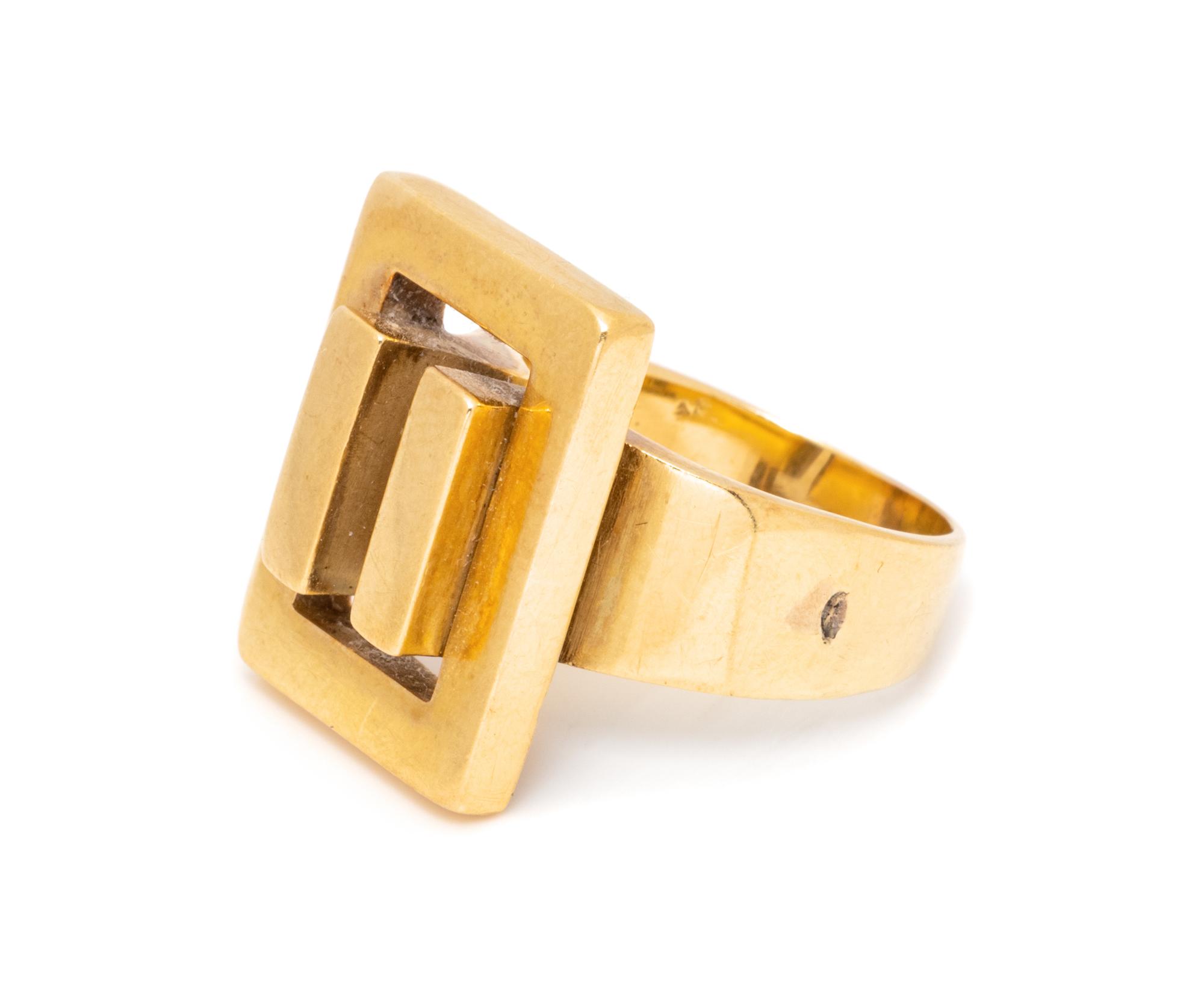 An 18 Karat Yellow Gold Modernist Ring, Spain,