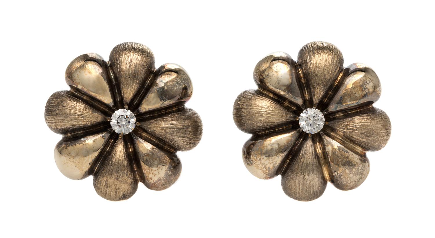 A Pair of 18 Karat White Gold and Diamond Earclips, Lee Havens, 16.20 dwts.