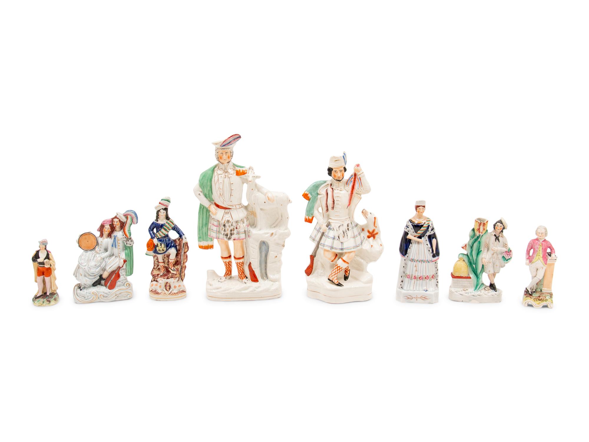 A Group of Eight Staffordshire Figures